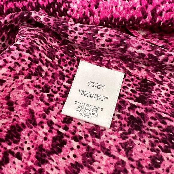 Equipment New w Tags Snakeskin Buttoned Tunic Blouse Silk Magenta XSmall - Picture 6 of 12